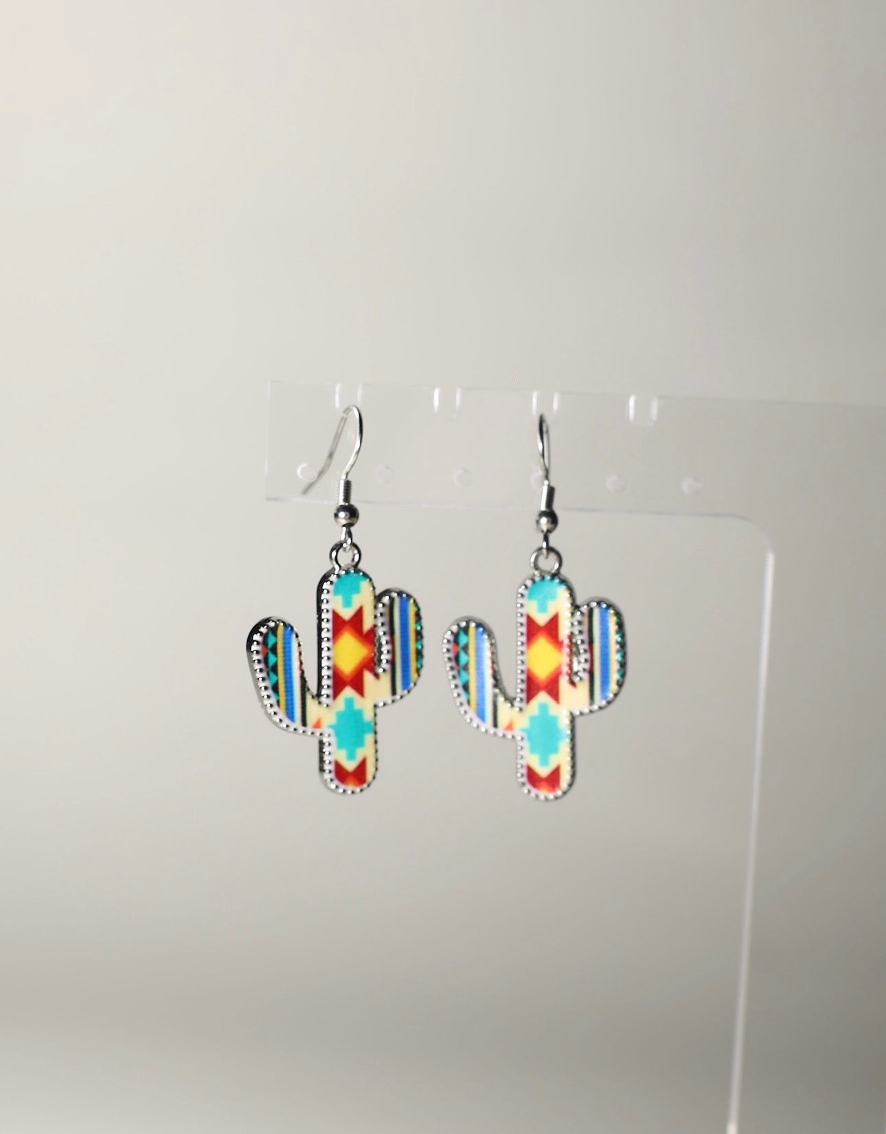 Aztec cactus earrings jewelry