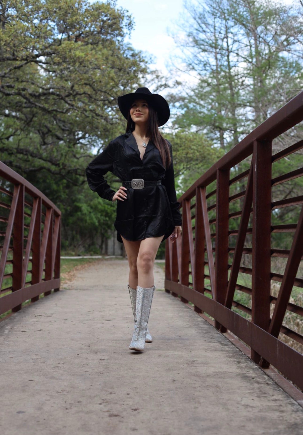Black button up dress￼