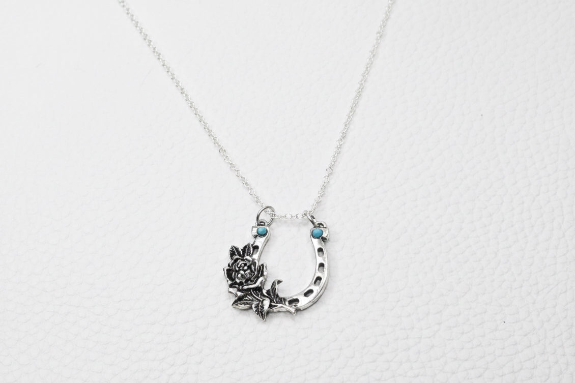 Floral horseshoe necklace